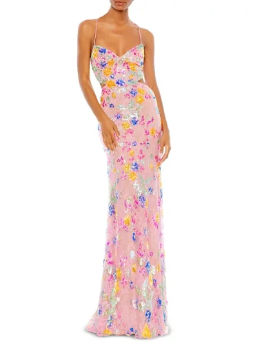 Pink Mac Duggal Sequin Floral