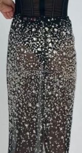 Crystal covered embellished skirt with bustier top