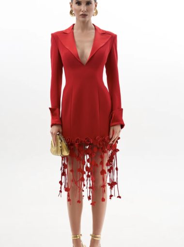 ABBA red tassel dress