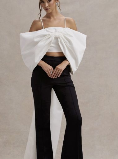 Oversized satin bow top