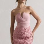 Rosy off shoulder bustier cocktail dress 