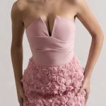 Rosy off shoulder bustier cocktail dress 