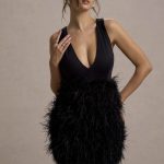 Black plunge cocktail dress 