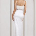 Feather trim cocktail dress 