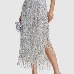Lux bling Tassel sequin midi skirt