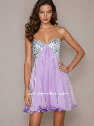 La Femme Short Strapless Prom Dress