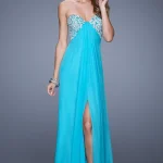 La Femme Light Blue Sequin Gown