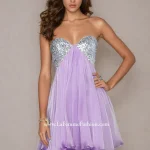 La Femme Short Strapless Prom Dress