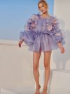 blouse floral embellishments dress purple handmade silk