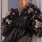 blouse floral embellishments dress black handmade silk