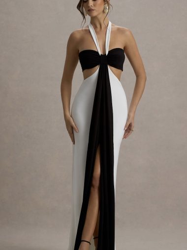 Acentis Halter neck Cut-out Maxi Gown