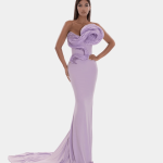 Albina Dyla Elegant Lavender Strapless Evening Gown