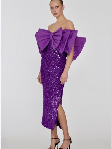 Rotate Birger Purple Bow Dress