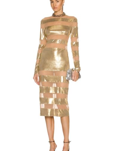 Norma Kamali Gold Dress