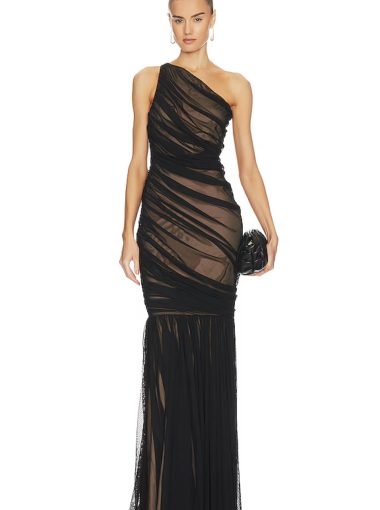 Norma Kamali Black Mesh Gown