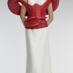Couture Sleeveless Maxi Dress With Detachable Corset in Red-White