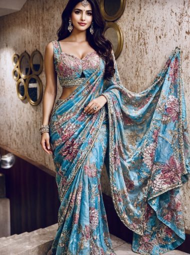 Erika pre draped embellished saree