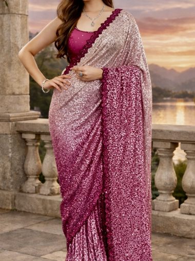 Gigi ombré sequin saree pre draped