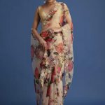 Poppy organza floral saree