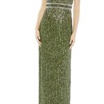 Mac Duggal green column embellished gown