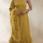 Somya feather one shoulder drape dress