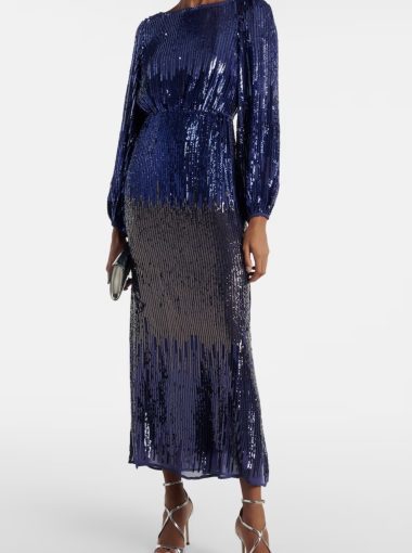 RIXO Blue Sequin Dress
