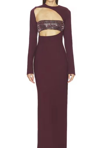 Gelina Burgundy Maxi Dress