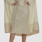 Badgley Mischka Women's Ivory
Sequin Stretch Georgette Cape dress