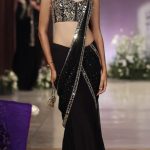 Sonia black pre draped saree