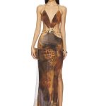 Pia chain cutout brown maxi