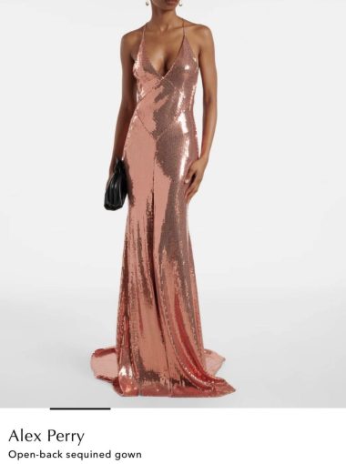 Alex Perry rose gold sequin open back maxi gown
