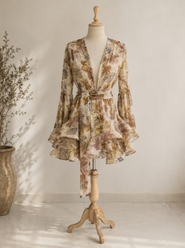 Mandira Curtis Chefs kiss brown ruffle dress