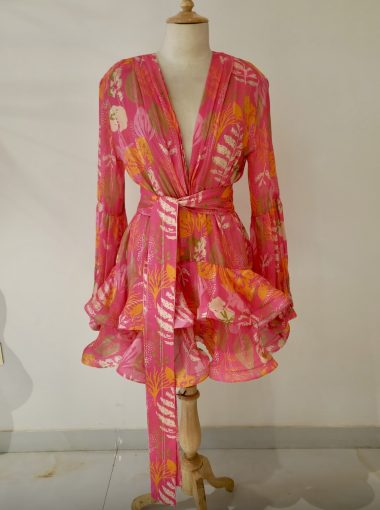 Mandira Curtis Chefs kiss pink ruffle dress