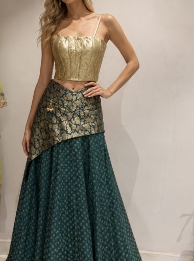 Mandira Curtis brocade mix edition lengha
