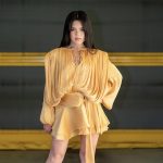 Goldie gold draped mini dress