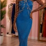 Pearl shawl blue dress