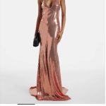Alex Perry rose gold sequin open back maxi gown