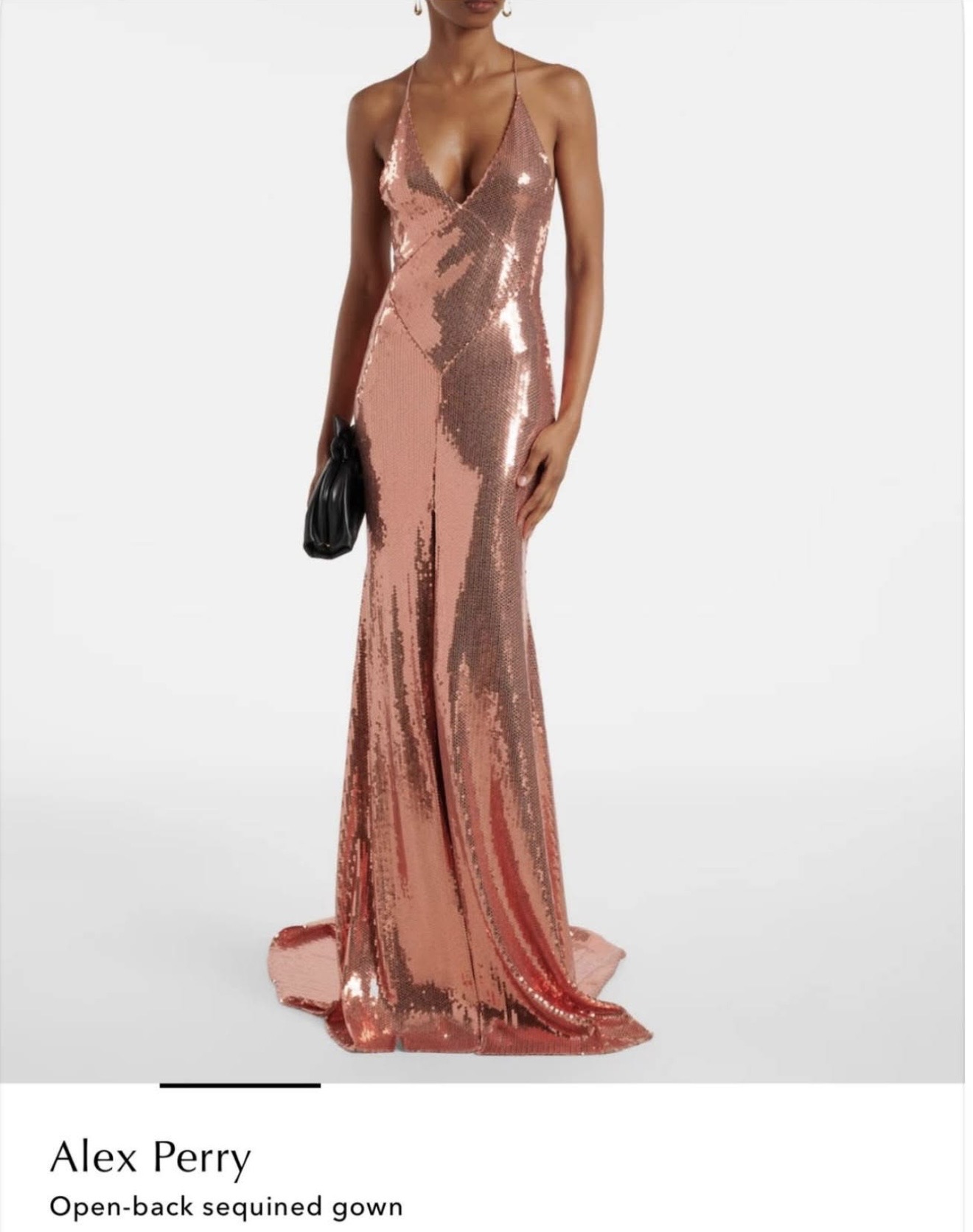 Alex Perry rose gold sequin open back maxi gown