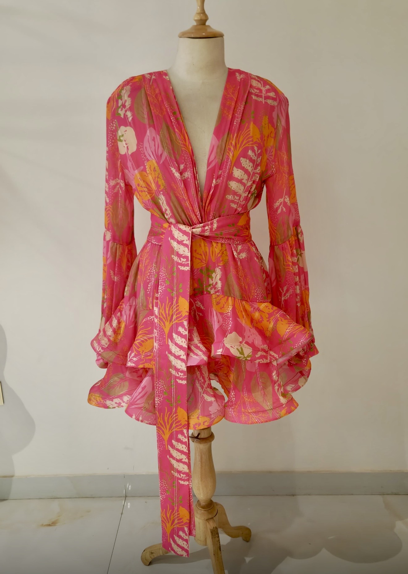 Mandira Curtis Chefs kiss pink ruffle dress