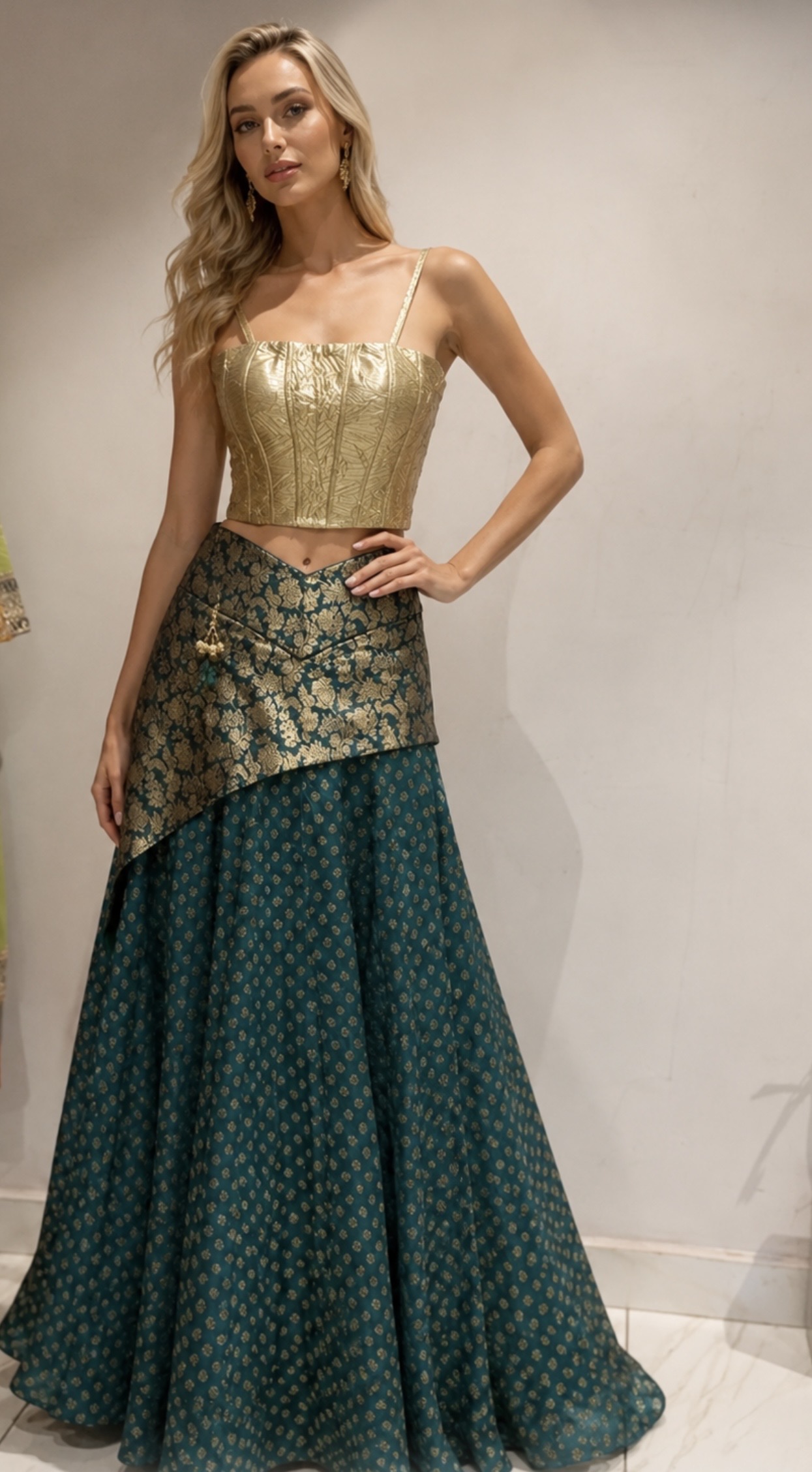 Mandira Curtis brocade mix edition lengha