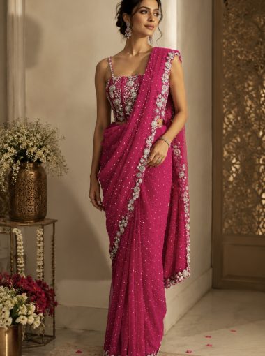 Mandira-Curtis-hot-pink-fuchsia-pre-draped-embellished-saree