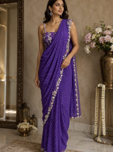 Purple-heavy-embellished-saree