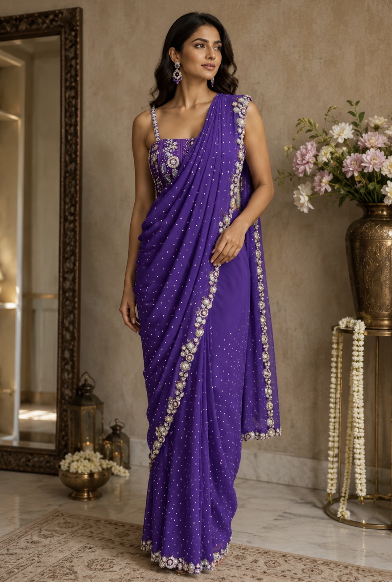 Purple-heavy-embellished-saree