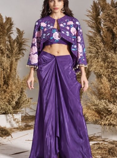 Charu Parashar Purple Combination with Cape