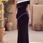 Fitted Crepe Peplum Formal Evening gown