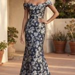 Floral trumpet dress short sleeve